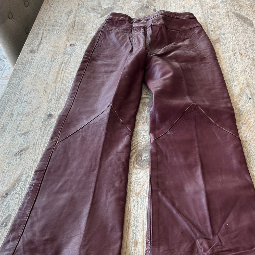 Vintage Burgundy Leather Pants - Picture 7 of 8